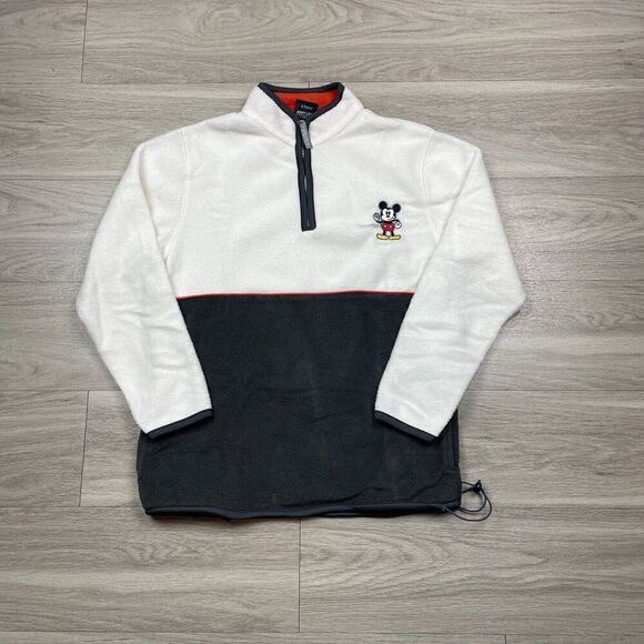 Vintage Mickey Mouse jacket Mens Small White 90s Fleece Cartoon - Picture 1 of 10